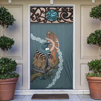 New Zealand Tui Bird Maripi Door Cover Maori Weapon Kowhaiwhai Pattern LT22 Slate Blue - Polynesian Pride