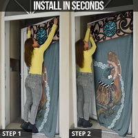 New Zealand Tui Bird Maripi Door Cover Maori Weapon Kowhaiwhai Pattern LT22 - Polynesian Pride