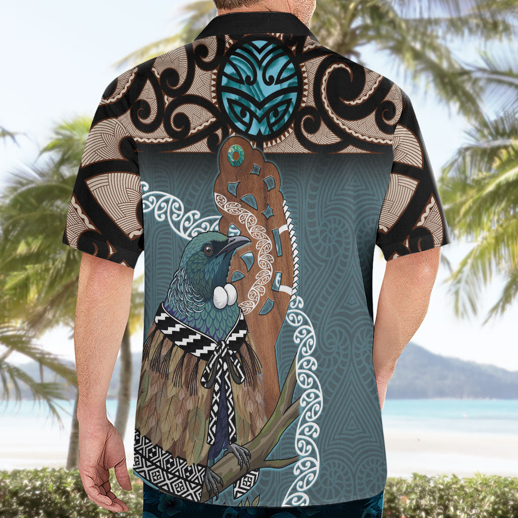New Zealand Tui Bird Maripi Hawaiian Shirt Maori Weapon Kowhaiwhai Pattern LT22 - Polynesian Pride