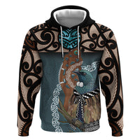 New Zealand Tui Bird Maripi Hoodie Maori Weapon Kowhaiwhai Pattern LT22 Pullover Hoodie Slate Blue - Polynesian Pride