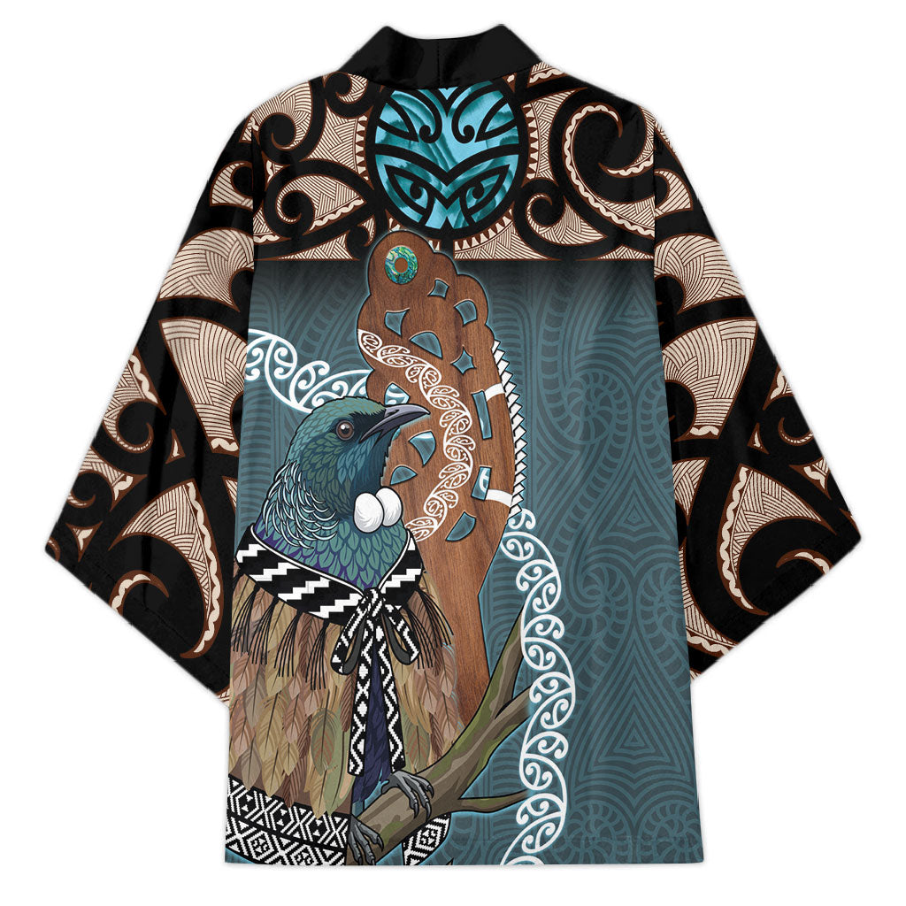 New Zealand Tui Bird Maripi Kimono Maori Weapon Kowhaiwhai Pattern LT22 - Polynesian Pride