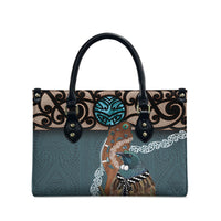 New Zealand Tui Bird Maripi Leather Bag Maori Weapon Kowhaiwhai Pattern LT22 - Polynesian Pride