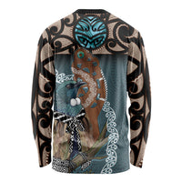 New Zealand Tui Bird Maripi Long Sleeve Shirt Maori Weapon Kowhaiwhai Pattern LT22 - Polynesian Pride