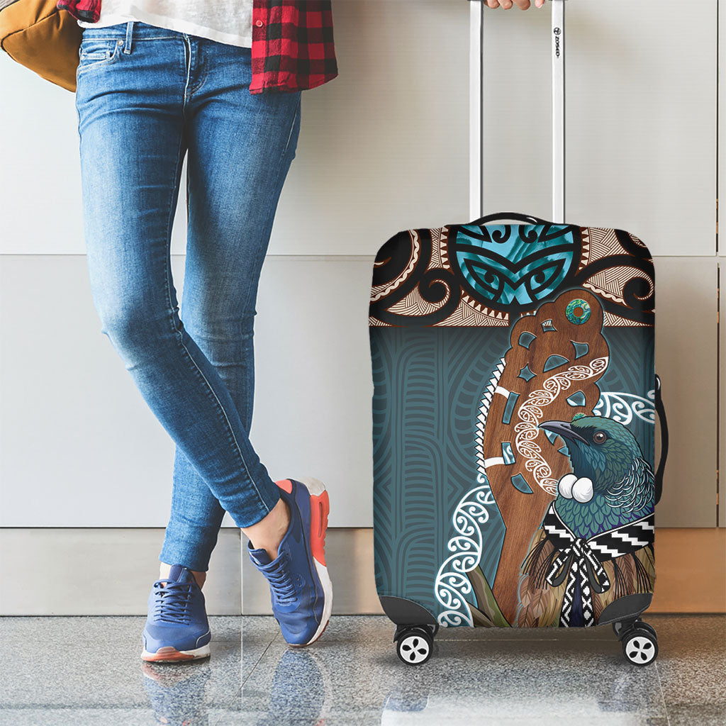New Zealand Tui Bird Maripi Luggage Cover Maori Weapon Kowhaiwhai Pattern LT22 - Polynesian Pride
