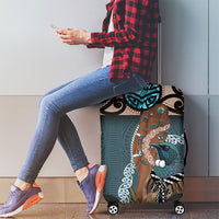 New Zealand Tui Bird Maripi Luggage Cover Maori Weapon Kowhaiwhai Pattern LT22 - Polynesian Pride