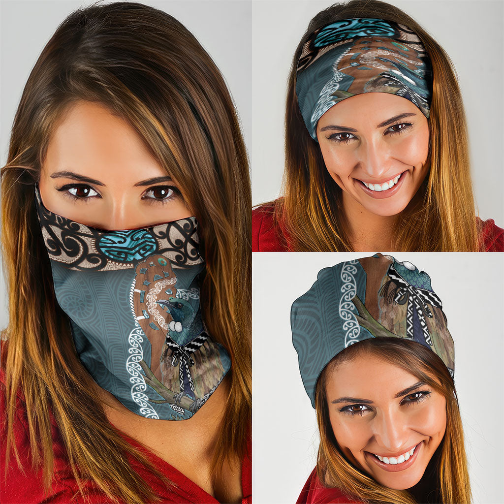New Zealand Tui Bird Maripi Neck Gaiter Maori Weapon Kowhaiwhai Pattern LT22 - Polynesian Pride