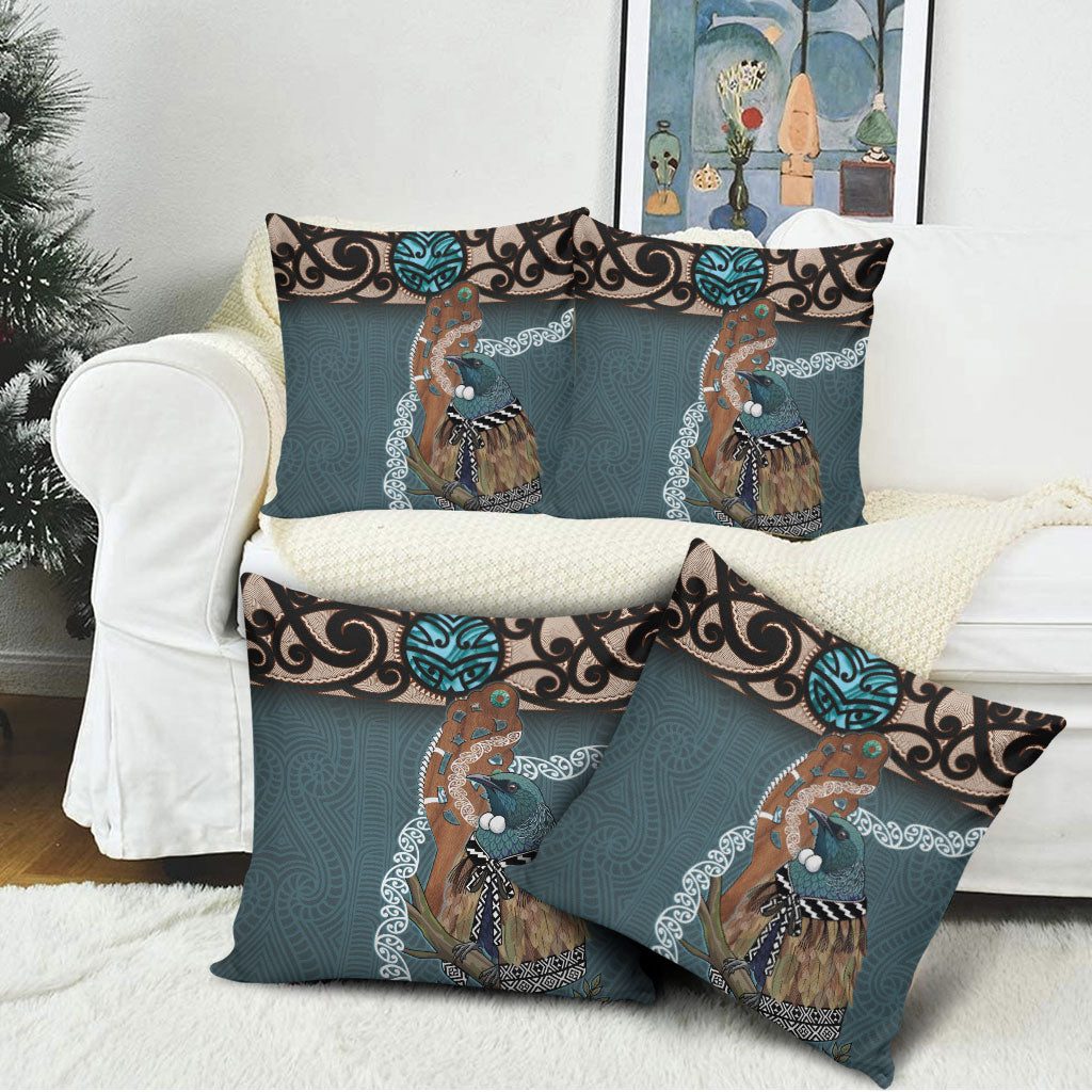 New Zealand Tui Bird Maripi Pillow Cover Maori Weapon Kowhaiwhai Pattern LT22 - Polynesian Pride