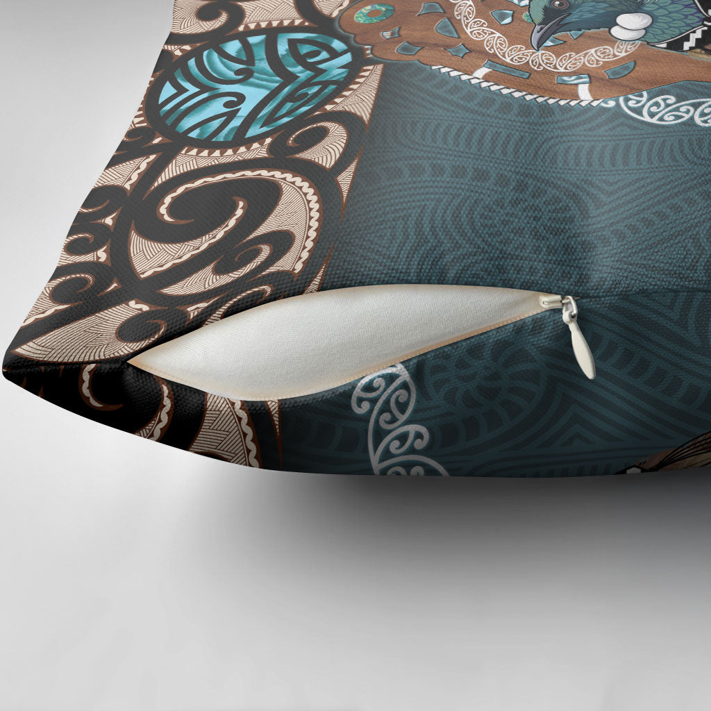 New Zealand Tui Bird Maripi Pillow Cover Maori Weapon Kowhaiwhai Pattern LT22 - Polynesian Pride