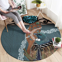 New Zealand Tui Bird Maripi Round Carpet Maori Weapon Kowhaiwhai Pattern LT22 - Polynesian Pride