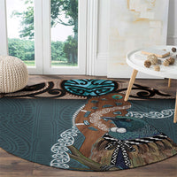 New Zealand Tui Bird Maripi Round Carpet Maori Weapon Kowhaiwhai Pattern LT22 - Polynesian Pride