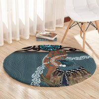New Zealand Tui Bird Maripi Round Carpet Maori Weapon Kowhaiwhai Pattern LT22 - Polynesian Pride