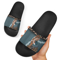 New Zealand Tui Bird Maripi Slide Sandals Maori Weapon Kowhaiwhai Pattern LT22 - Polynesian Pride