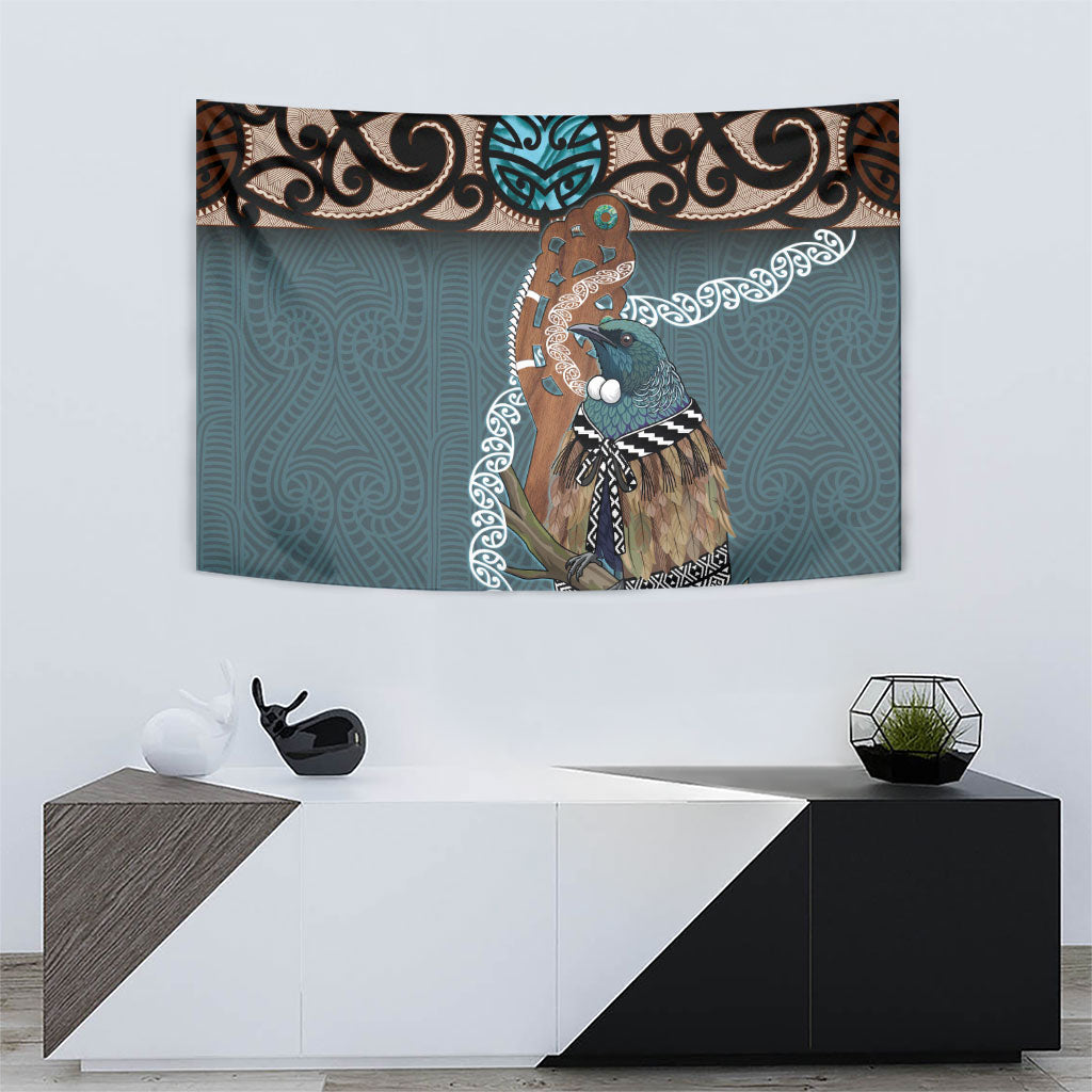 New Zealand Tui Bird Maripi Tapestry Maori Weapon Kowhaiwhai Pattern LT22 - Polynesian Pride