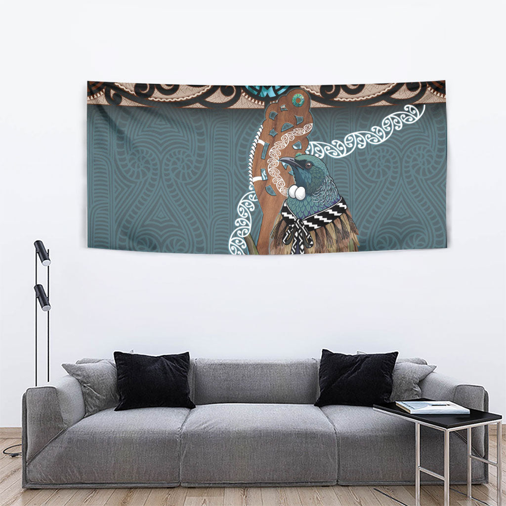 New Zealand Tui Bird Maripi Tapestry Maori Weapon Kowhaiwhai Pattern LT22 - Polynesian Pride