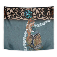 New Zealand Tui Bird Maripi Tapestry Maori Weapon Kowhaiwhai Pattern LT22 - Polynesian Pride