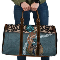 New Zealand Tui Bird Maripi Travel Bag Maori Weapon Kowhaiwhai Pattern LT22 Slate Blue - Polynesian Pride