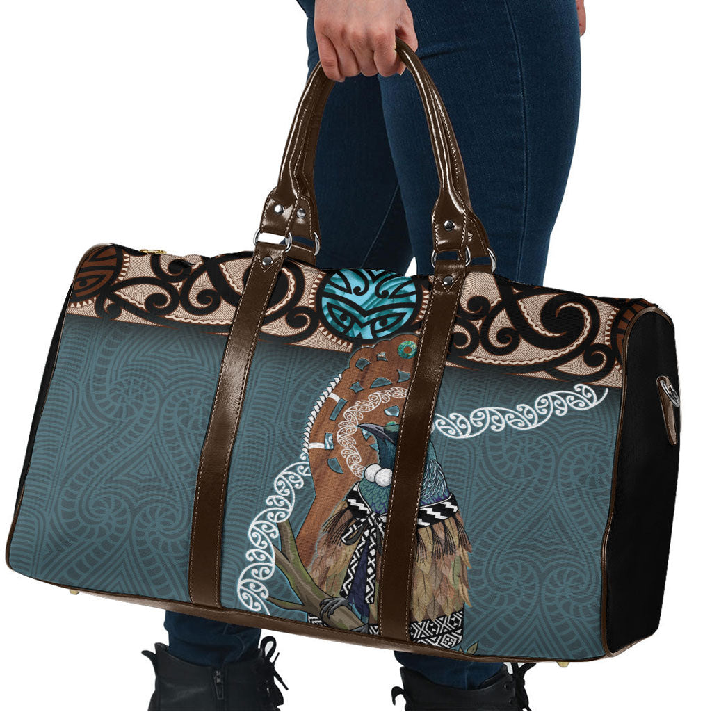 New Zealand Tui Bird Maripi Travel Bag Maori Weapon Kowhaiwhai Pattern LT22 - Polynesian Pride