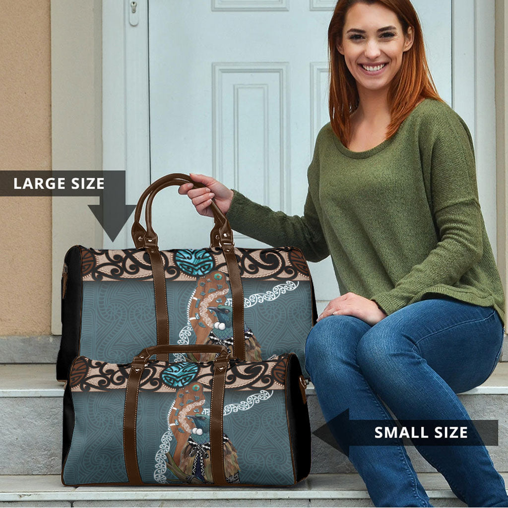 New Zealand Tui Bird Maripi Travel Bag Maori Weapon Kowhaiwhai Pattern LT22 - Polynesian Pride