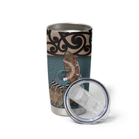New Zealand Tui Bird Maripi Tumbler Cup Maori Weapon Kowhaiwhai Pattern LT22 - Polynesian Pride