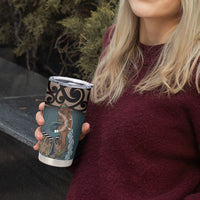 New Zealand Tui Bird Maripi Tumbler Cup Maori Weapon Kowhaiwhai Pattern LT22 - Polynesian Pride