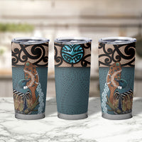 New Zealand Tui Bird Maripi Tumbler Cup Maori Weapon Kowhaiwhai Pattern LT22 - Polynesian Pride