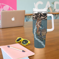 New Zealand Tui Bird Maripi Tumbler With Handle Maori Weapon Kowhaiwhai Pattern LT22 - Polynesian Pride