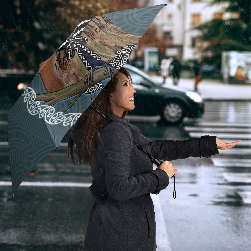 New Zealand Tui Bird Maripi Umbrella Maori Weapon Kowhaiwhai Pattern LT22 - Polynesian Pride