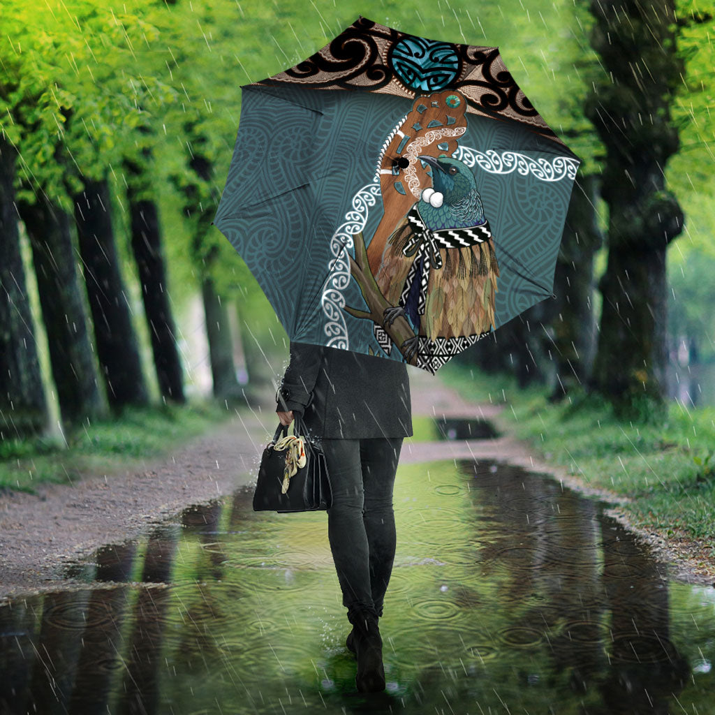 New Zealand Tui Bird Maripi Umbrella Maori Weapon Kowhaiwhai Pattern LT22 - Polynesian Pride