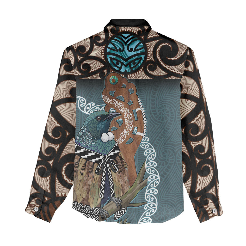 New Zealand Tui Bird Maripi Women Casual Shirt Maori Weapon Kowhaiwhai Pattern LT22 - Polynesian Pride