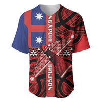 Aotearoa Iwi Ngapuhi Baseball Jersey Tuhoronuku Kite United Tribes Flag Maori Pattern LT22 Red - Polynesian Pride