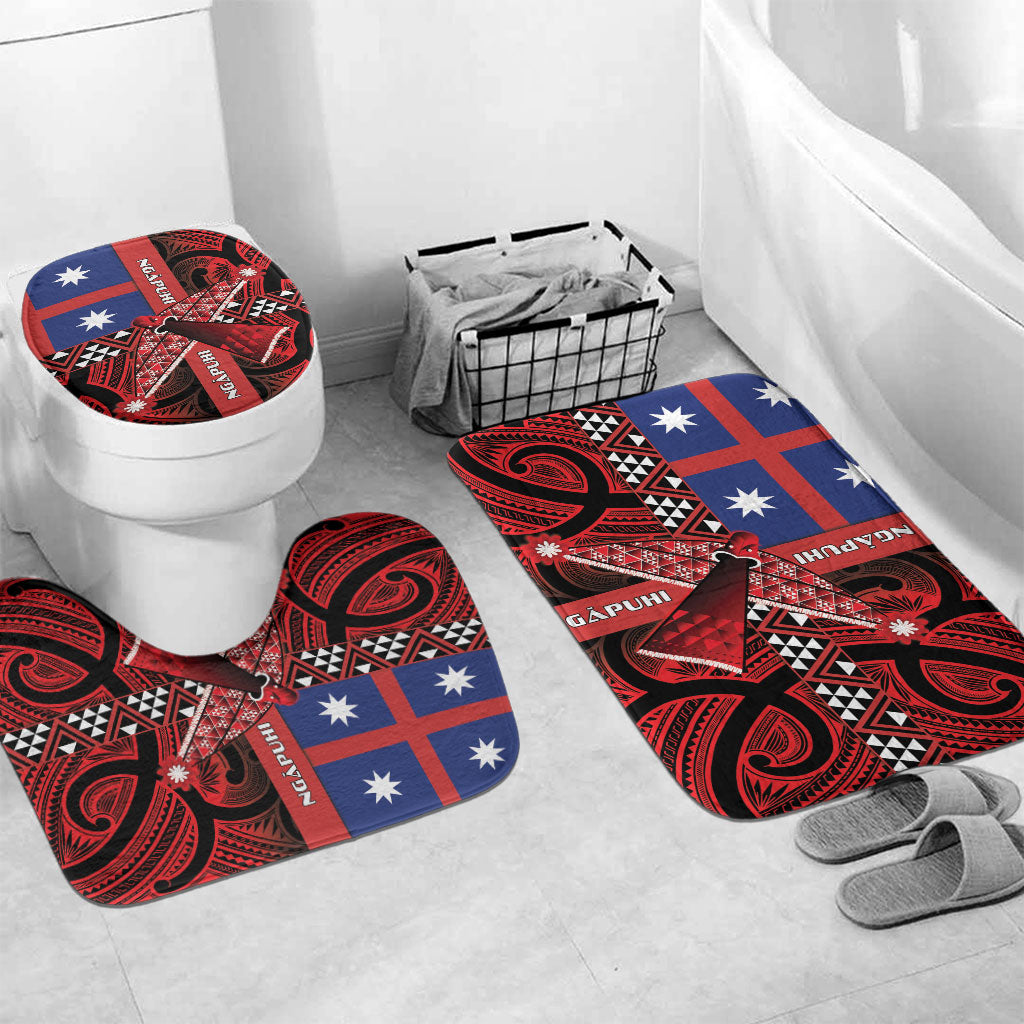 Aotearoa Iwi Ngapuhi Bathroom Set Tuhoronuku Kite United Tribes Flag Maori Pattern LT22 Mat Set Only (3 pcs) One Size Red - Polynesian Pride