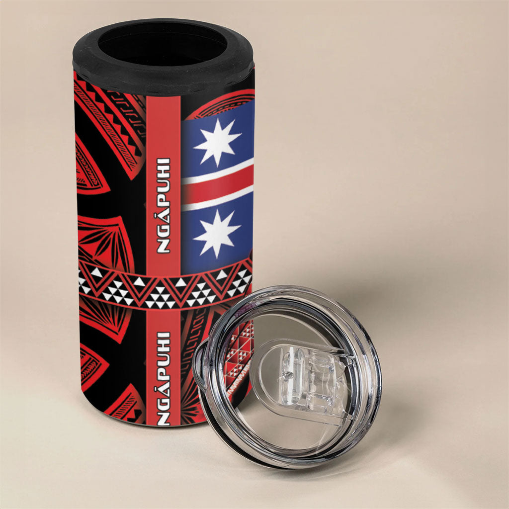 Aotearoa Iwi Ngapuhi 4 in 1 Can Cooler Tumbler Tuhoronuku Kite United Tribes Flag Maori Pattern LT22 - Polynesian Pride