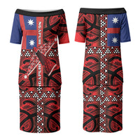 Aotearoa Iwi Ngapuhi Couples Matching Puletasi and Long Sleeve Button Shirt Tuhoronuku Kite United Tribes Flag Maori Pattern LT22 - Polynesian Pride