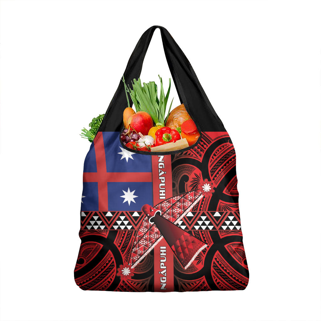 Aotearoa Iwi Ngapuhi Grocery Bag Tuhoronuku Kite United Tribes Flag Maori Pattern LT22 1-pack One Size Red - Polynesian Pride