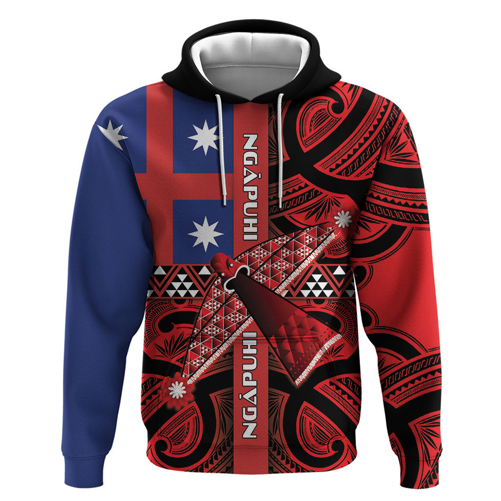 Aotearoa Iwi Ngapuhi Hoodie Tuhoronuku Kite United Tribes Flag Maori Pattern LT22 Pullover Hoodie Red - Polynesian Pride