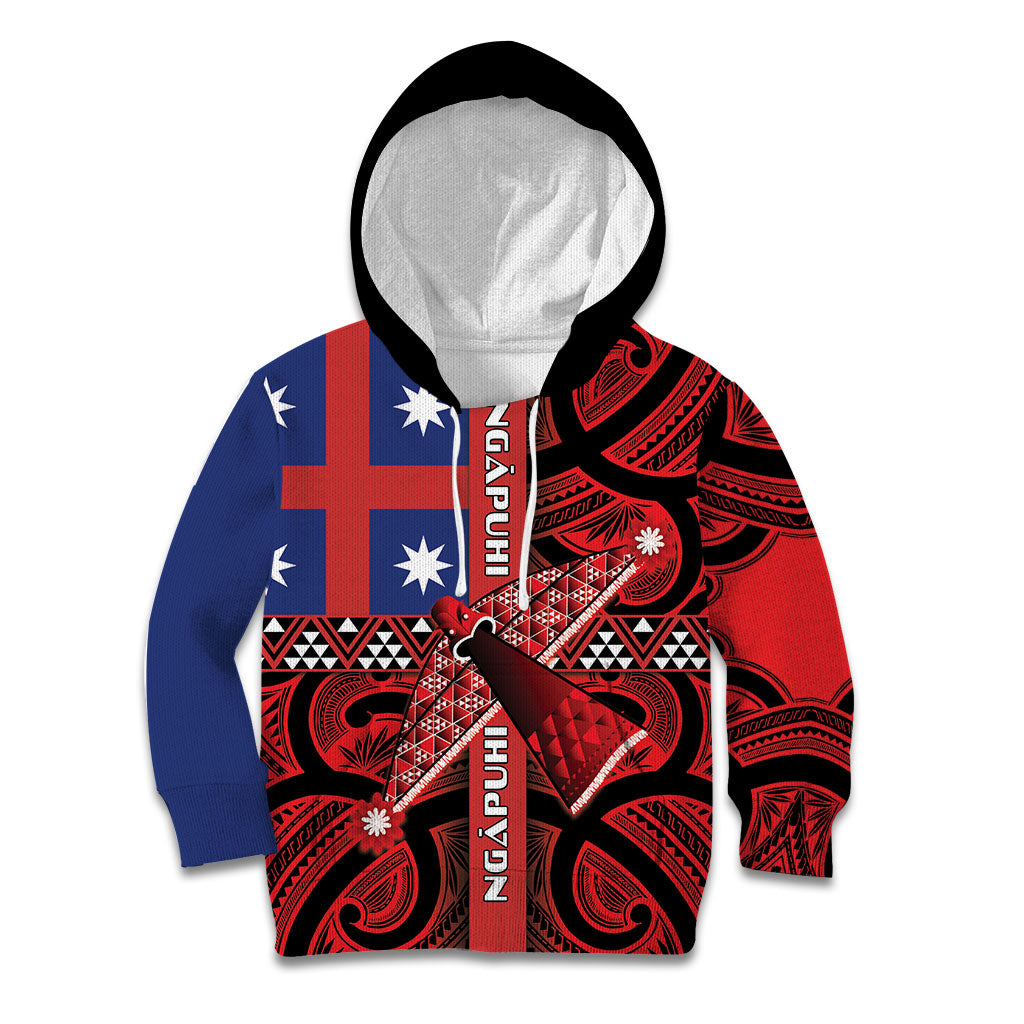 Aotearoa Iwi Ngapuhi Kid Hoodie Tuhoronuku Kite United Tribes Flag Maori Pattern LT22 Hoodie Red - Polynesian Pride