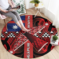 Aotearoa Iwi Ngapuhi Round Carpet Tuhoronuku Kite United Tribes Flag Maori Pattern LT22 - Polynesian Pride