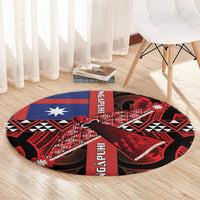 Aotearoa Iwi Ngapuhi Round Carpet Tuhoronuku Kite United Tribes Flag Maori Pattern LT22 - Polynesian Pride