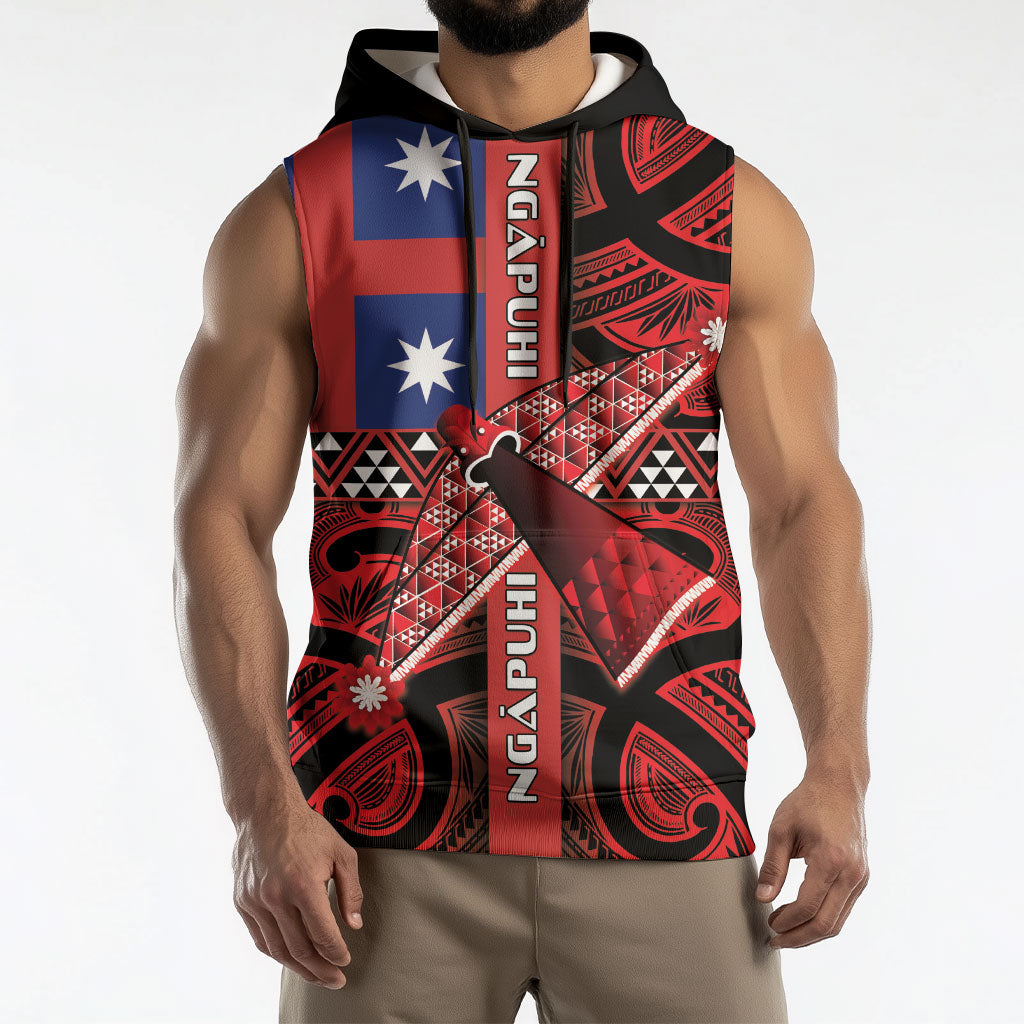 Aotearoa Iwi Ngapuhi Sleeveless Hoodie Tuhoronuku Kite United Tribes Flag Maori Pattern LT22 - Polynesian Pride