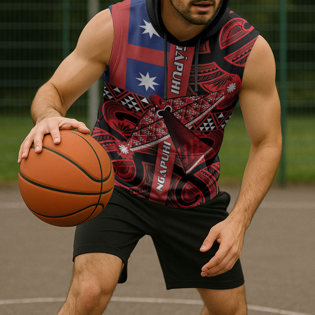Aotearoa Iwi Ngapuhi Sleeveless Hoodie Tuhoronuku Kite United Tribes Flag Maori Pattern LT22 - Polynesian Pride