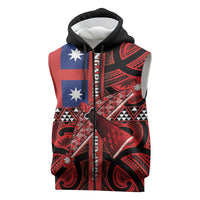 Aotearoa Iwi Ngapuhi Sleeveless Zip Hoodie Tuhoronuku Kite United Tribes Flag Maori Pattern LT22 Red - Polynesian Pride