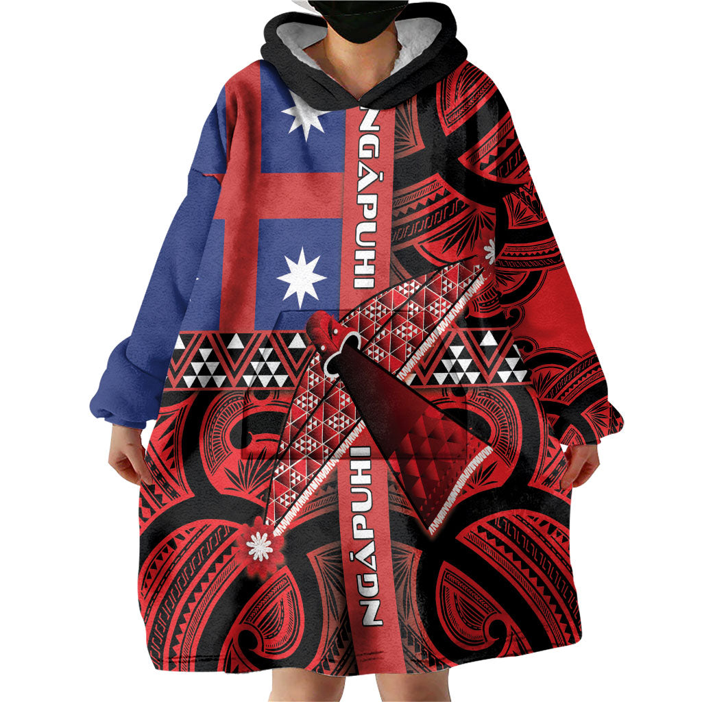 Aotearoa Iwi Ngapuhi Wearable Blanket Hoodie Tuhoronuku Kite United Tribes Flag Maori Pattern LT22 - Polynesian Pride