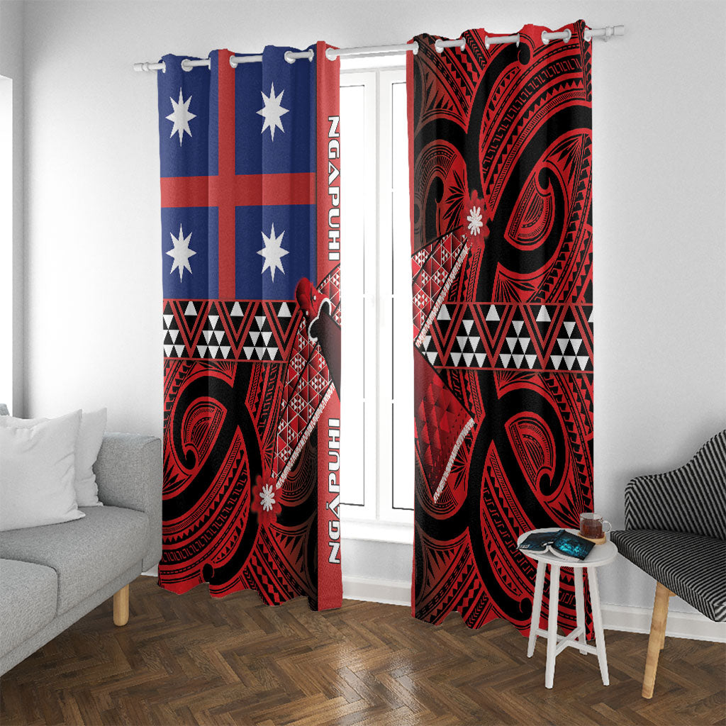Aotearoa Iwi Ngapuhi Window Curtain Tuhoronuku Kite United Tribes Flag Maori Pattern LT22 With Grommets Red - Polynesian Pride