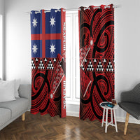 Aotearoa Iwi Ngapuhi Window Curtain Tuhoronuku Kite United Tribes Flag Maori Pattern LT22 With Grommets Red - Polynesian Pride