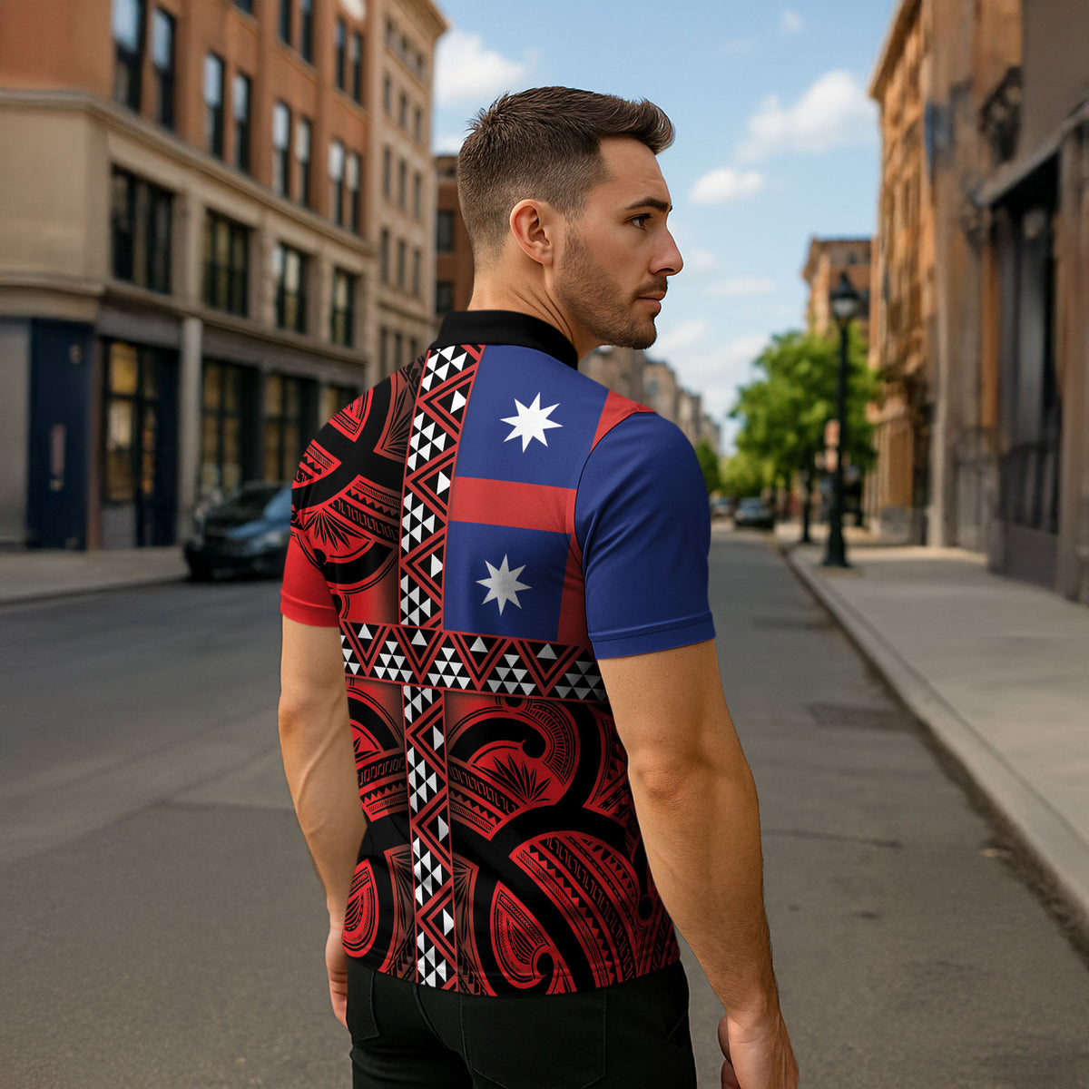 Aotearoa Iwi Ngapuhi Zipper Polo Shirt Tuhoronuku Kite United Tribes Flag Maori Pattern LT22 - Polynesian Pride