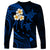 Personalised Niihau Hawaii Long Sleeve Shirt Polynesian Tattoo and Pacific Plumeria Blue Vibe LT9 - Polynesian Pride