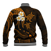 Personalised Niihau Hawaii Baseball Jacket Polynesian Tattoo and Pacific Plumeria Gold Vibe LT9 - Polynesian Pride
