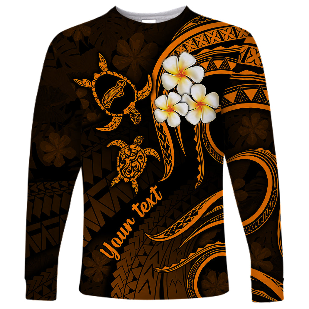 Personalised Niihau Hawaii Long Sleeve Shirt Polynesian Tattoo and Pacific Plumeria Gold Vibe LT9 Unisex Gold - Polynesian Pride