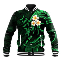 Personalised Niihau Hawaii Baseball Jacket Polynesian Tattoo and Pacific Plumeria Green Vibe LT9 Unisex Green - Polynesian Pride