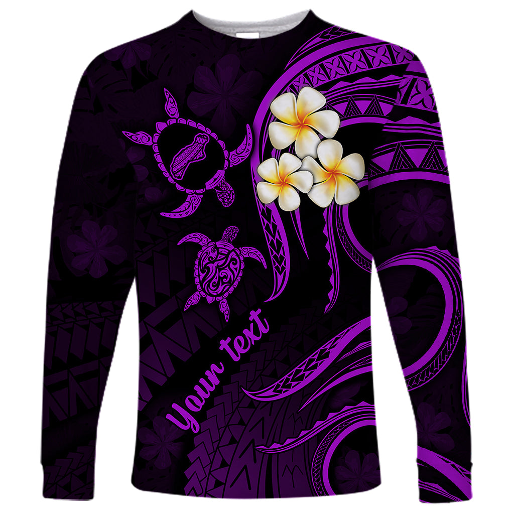 Personalised Niihau Hawaii Long Sleeve Shirt Polynesian Tattoo and Pacific Plumeria Purple Vibe LT9 Unisex Purple - Polynesian Pride